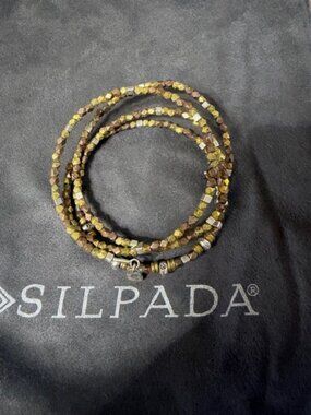 Silpada Mixed-Metal Beaded Wire Wrap Bracelet Sterling Silver Brass Copper